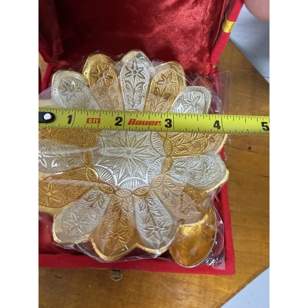 Indian Gold & Silver Plated Bowl with Spoon in box